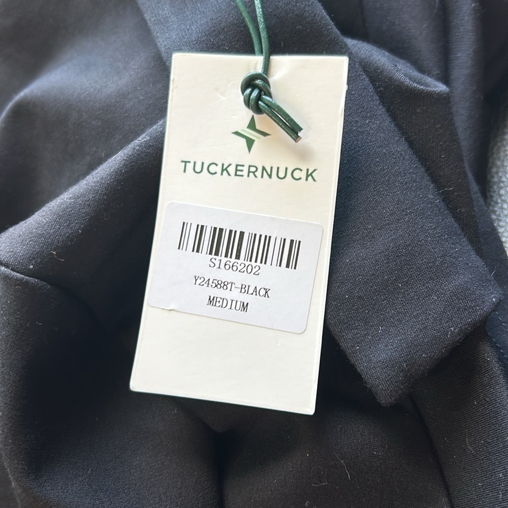 TUCKERNUCK Noir Ponte Wright Polo Dress Mini Black Vneck Sz M NEW - Picture 10 of 13